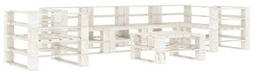 3052183 vidaXL Set mobilier de grădină din paleți, 7 piese, alb, lemn