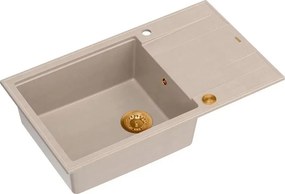 Chiuveta compozit incastrata Quadron Unique Evan 136 XL bej - cupru 86x50 cm