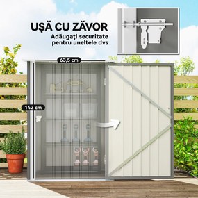 Outsunny Căsuță de Grădină 0.92m² din Oțel Galvanizat, Capann pentru Unelte cu Ușă Blocabilă, Acoperiș Înclinat, 100x104x160 cm, Gri | Aosom Romania