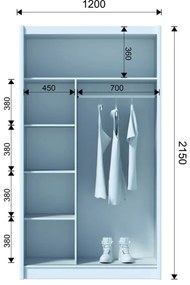Dulap cu oglindă SABRINA 120x215 cm, stejar sonoma