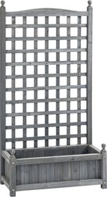 Outsunny jardinieră înălțată cu spalier, jardinieră pentru flori, arc pentru trandafiri cu suport pentru plante cățărătoare, lemn, gri, 64 x 28 x 120 cm | Aosom Romania