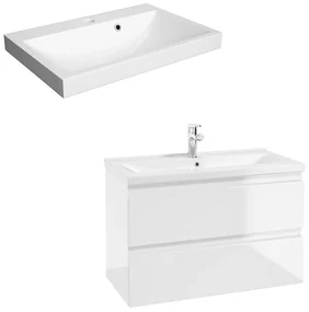 Set dulap baza suspendat Defra Como alb cu lavoar compozit Olex 80