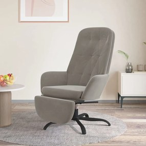 3097641 vidaXL Scaun de relaxare cu taburet, gri deschis, catifea