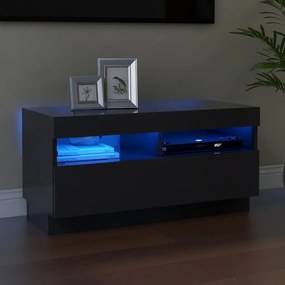 804453 vidaXL Comodă TV cu lumini LED, gri extralucios, 80x35x40 cm