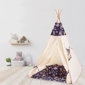 Cort copii stil indian Teepee Tent Kidizi Felix the Fox, include covoras gros si 2 perne, stabilizator cadou