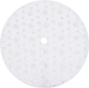 vidaXL Fustă de lux pentru brad de Crăciun, albă, 90 cm, blană artificială
