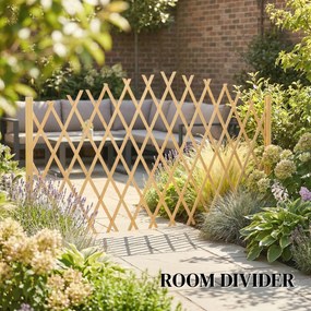 Outsunny Set de 2 panouri extensibile de gard pentru grădină exterioară din lemn pentru decor terasă 180x30x103 cm Natural | Aosom Romania