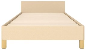 Cadru de pat cu tablie, crem, 90x190 cm, textil Crem, 90 x 190 cm, Design cu nasturi