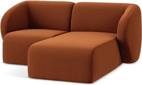 Colțar teracotă cu tapițerie din catifea (cu colț pe partea dreaptă/cu șezlong) Lani – Makamii