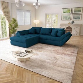 Colțar extensibil dumonde cu ladă de depozitare si sezut confortabil din spuma high-density, Loana Enjoy Petrol  270x185 cm