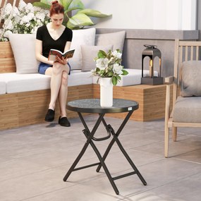 Outsunny Masa de cafea rotundă bistro pentru grădină Ø 60 x 50H cm pliabilă din metal negru cu blat de sticlă temperată negru | Aosom Romania