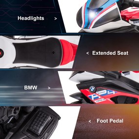 Motocicleta electrica pentru copii BMW HP4 HOMCOM cu licenta Jucarie de rulare cu 3 roti 6V Motocicleta | Aosom RO