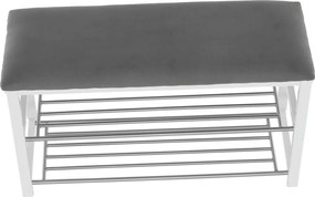 Bancă cu rafturi pantofi, gri/alb, LANGELLA NEW