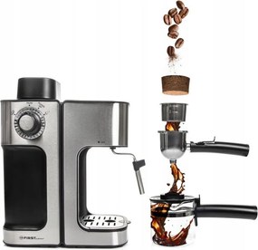 La mâna a doua: Espressor manual First Austria FA-5475-2, 800W, Rezervor 0.250L, Vas de sticla, Pauza, Inox/Negru
