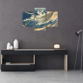 Tablou - Katsushika Hokusai, Fishing Boats at Choshi in Shimosa (Soshu Choshi) , reproducere (90x60 cm)