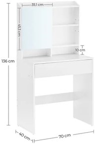 Masă de toaletă FREYA, albă