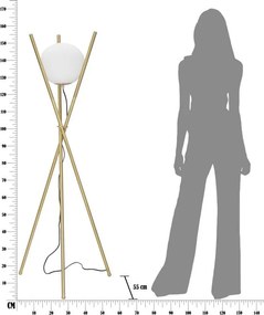 Lampadar alb-auriu cu abajur din sticlă (înălțime 155 cm) Glamy – Mauro Ferretti