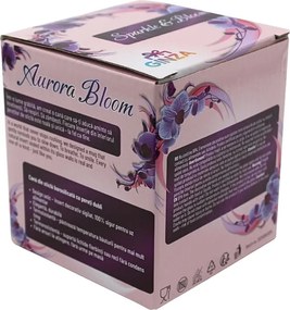 Pahar cu inserție de flori uscate, floarea miresei alb și albastru, pereți dubli, sticlă borosilicată, 250 ml, Aurora Bloom
