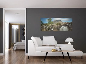 Tablou cu cascadele și munți (120x50 cm)