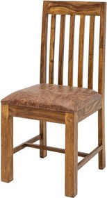 Set 2 scaune elegante din lemn cu sezut tapitat, Makassar Sheesham A-39751 VC