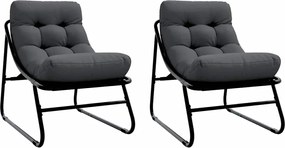 vidaXL Mobilier de grădină cu pernă 2 pcs Negru 60,5 x 81 x 71 cm