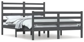 3103715 vidaXL Cadru de pat, 140x200 cm, lemn masiv de pin, gri