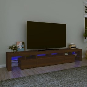 3152793 vidaXL Comodă TV cu lumini LED, stejar maro, 230x36,5x40 cm