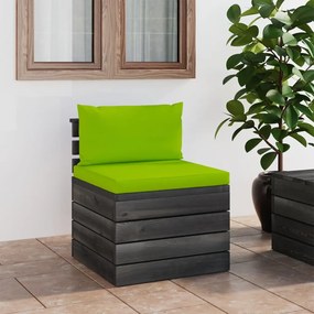 Canapea de gradina din paleti, de mijloc, cu perne, lemn pin 1, verde aprins, canapea de mijloc