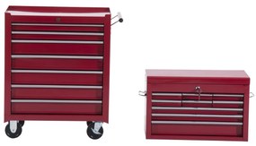 Cărucior de Unelte HOMCOM - Spațios și Mobil (Roșu) | Aosom Romania