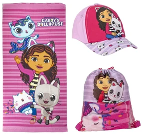 Gabby&#039;s Dollhouse Pink set prosop, geantă de sport, șapcă de baseball