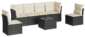 3249215 vidaXL Set canapele de grădină cu perne, 7 piese, negru, poliratan