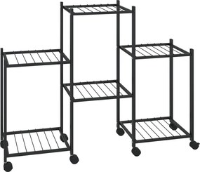 vidaXL Suport pentru flori cu roți, 83x25x63,5 cm, negru, fier
