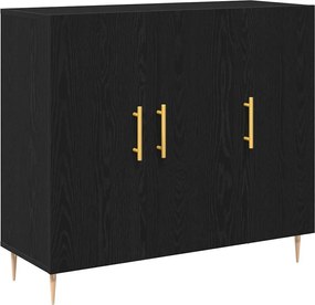vidaXL Bufet Stejar Negru 90 x 34 x 80 cm Lemn compozit