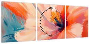 Tablou - Floare pictată (cu ceas) (90x30 cm)