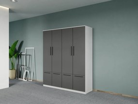 Set mobila dormitor 4 piese Alb/Gri Levi C06