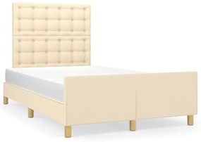 3270546 vidaXL Cadru de pat cu tăblie, crem, 120x190 cm, material textil