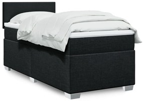 vidaXL Pat box spring cu saltea, negru, 100x200 cm, textil