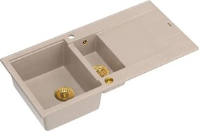 Chiuveta compozit incastrata Quadron Unique Evan 156 bej - auriu 100x50 cm