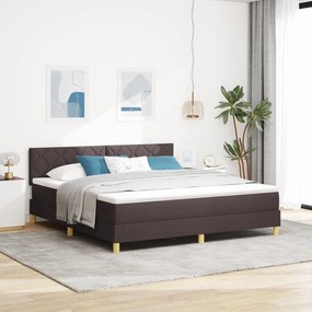 vidaXL Pat cu arcuri cu saltea și LED Maro închis 180x200 cm Țesătură