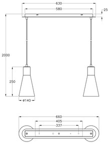 Fabas 2753/46/138 -Lustra pe cablu DIANA 2xE27/60W/230V