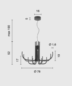 Ondaluce - Lustră suspendată LED dimmabilă cu cablu NOUVEAU, LED 35W, 230V, Ø 78 cm, aurie