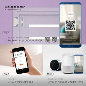 Senzor WI-FI pentru usa, alb, V-TAC