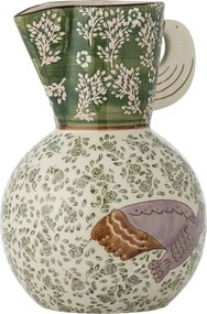Carafă din ceramică cu pasăre și motive florale pictate manual, 14,5×21 cm, „Hezha"