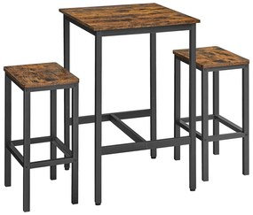 Set masa si scaune VASAGLE, set masa bar si taburete, maro rustic-negru