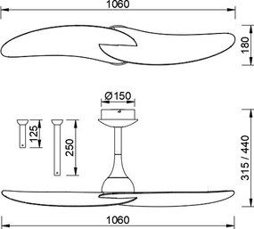Ventilator cu 2 palete si telecomanda IPANEMA II alb/ aspect lemn MA-9039