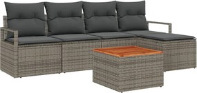 vidaXL Set de canapele pentru grădină cu pernă 6 pcs Gri poliratan