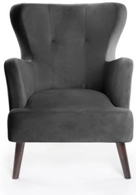 Fotoliu gri închis wing cu tapițerie din catifea Noemye – Bonami Selection