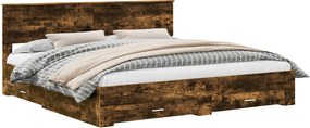 vidaXL Cadru de pat Stejar fumuriu 200 x 200 cm Lemn compozit