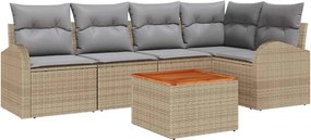 vidaXL Set de canapele pentru grădină 6 pcs Beige și gri deschis