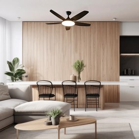 Ventilator de tavan negru 130cm incl. LED Dimmable cu telecomandă - Vifte